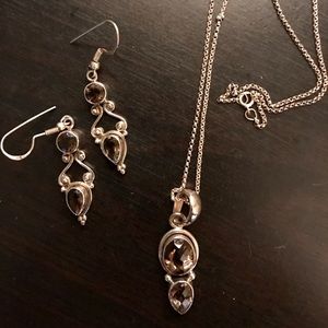 Brown Smoky Quartz Necklace & Earring Set